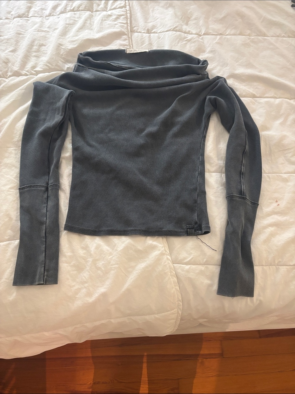 We The Free Off-Shoulder Long Sleeve Sweater in Slate